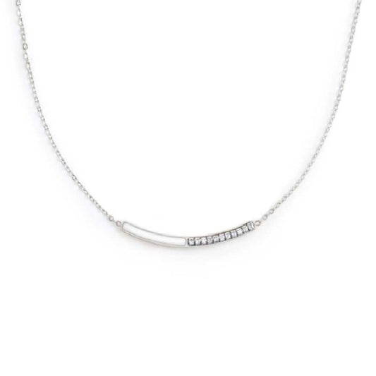 Collana girocollo Marlù Sparkles donna acciaio con zirconi e smalto bianco