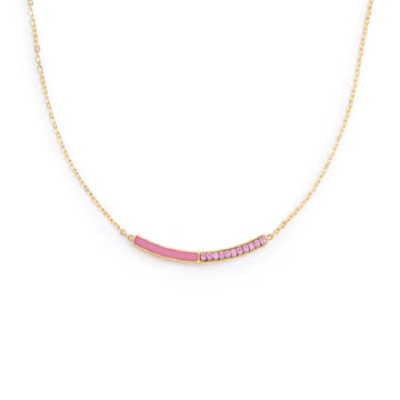 Collana girocollo Marlù Sparkles donna acciaio dorato con zirconi e smalto rosa