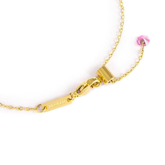 Collana girocollo Marlù Sparkles donna acciaio dorato con zirconi e smalto rosa