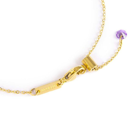 Collana girocollo Marlù Sparkles donna acciaio dorato con zirconi e smalto viola