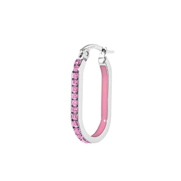 Orecchino singolo Marlù Sparkles donna acciaio con zirconi e smalto rosa