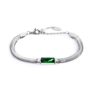 Bracciali catena snake da donna Marlù Vision in acciaio e cristallo verde