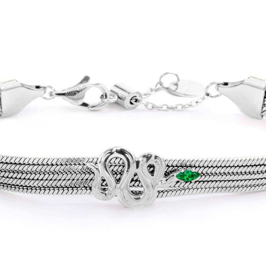 Bracciale snake multifilo da donna Marlù Vision in acciaio con serpente e zircone verde