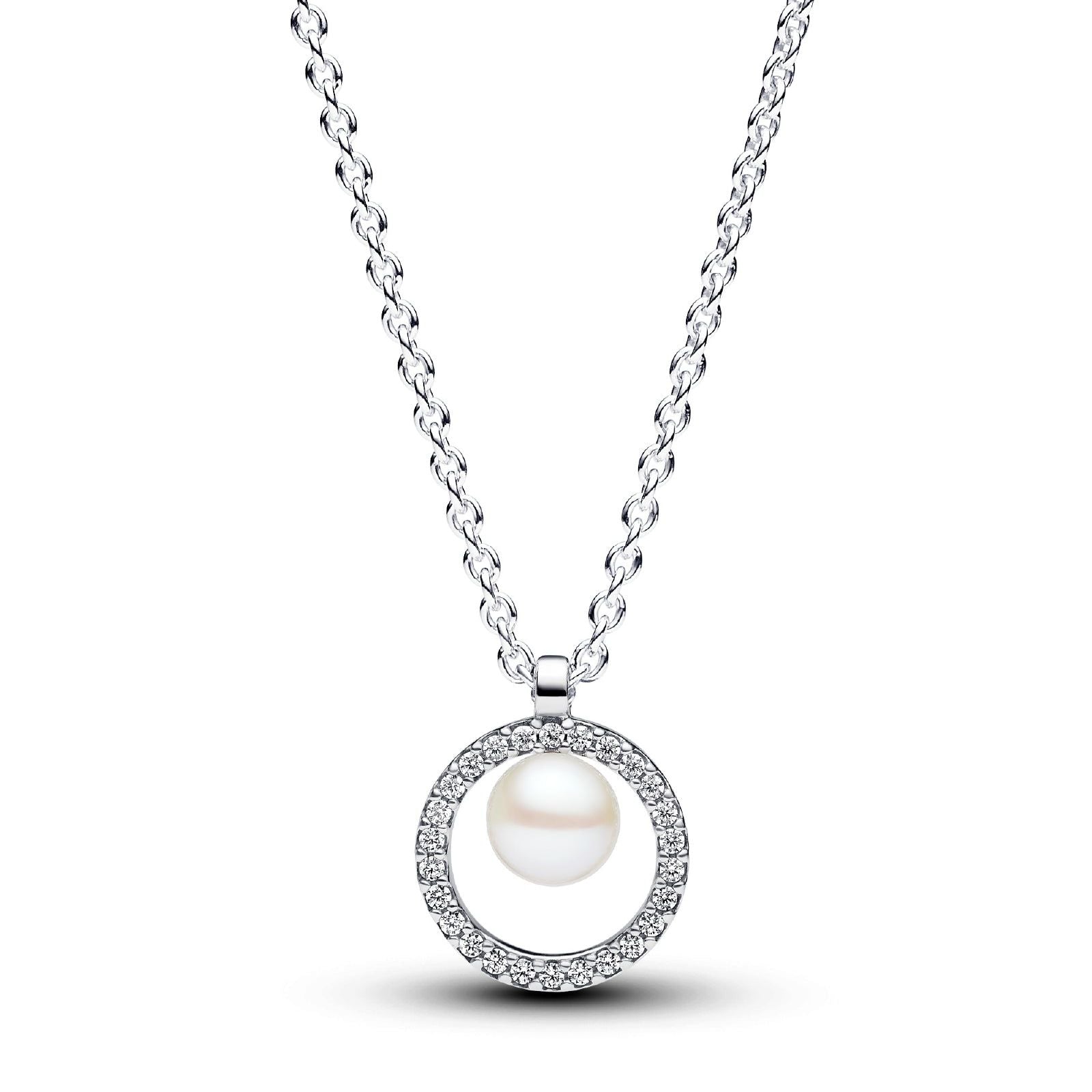 Collana con Perla d'Acqua Dolce Coltivata e Pavè