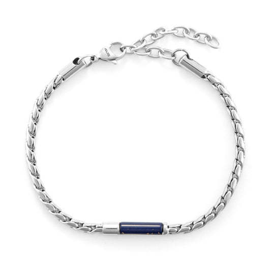 Bracciale uomo 4US Cesare Paciotti in acciaio con cilindro in lapis blu