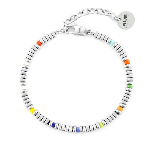 Bracciale con pietre 4US Cesare Paciotti uomo acciaio con vetro multicolor