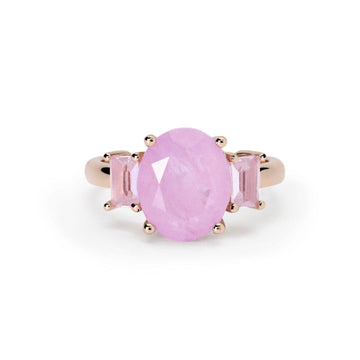 Anello trilogy donna Mabina Santorini in argento rosé glass rosa e cristalli di rocca