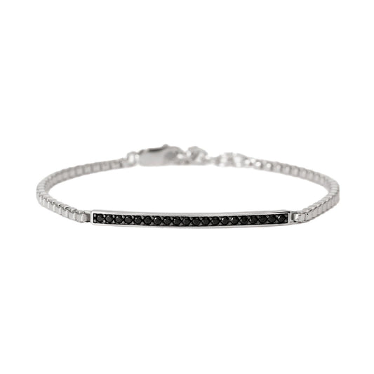 Bracciale catena Mabina Uomo Cosmopolitan in argento 925 con piastra centrale di zirconi neri