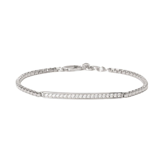 Bracciale catena Mabina Uomo Cosmopolitan in argento 925 con piastra centrale di zirconi bianchi