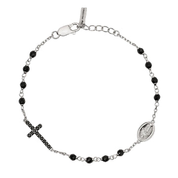 Bracciale catena Mabina Uomo Mystical in argento 925 con croce di zirconi neri e Madonnina