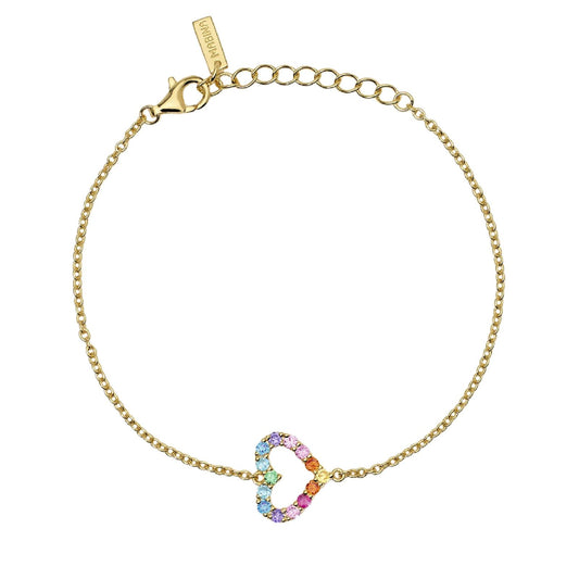 Bracciale donna Mabina Happy Love in argento placcato oro con cuore zirconi multicolor