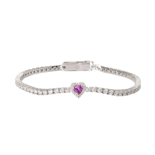 Bracciale tennis donna collezione Mabina Love Affair argento con cuore rosa e zirconi bianchi