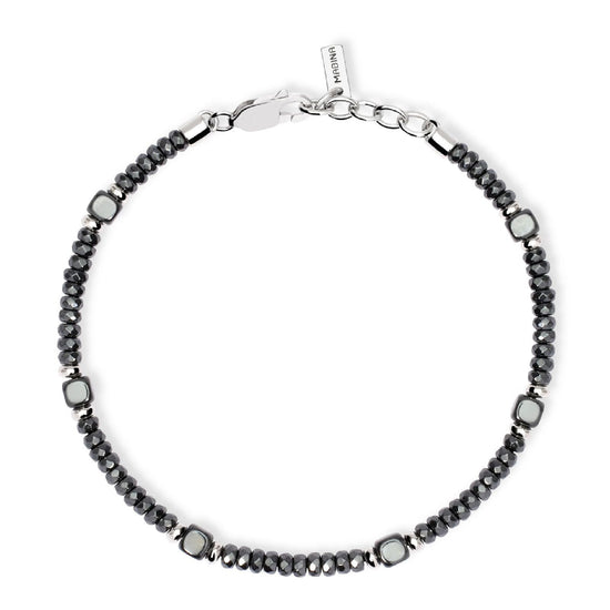 bracciale uomo mabina route 66 in argento con ematite e rondelle 533855