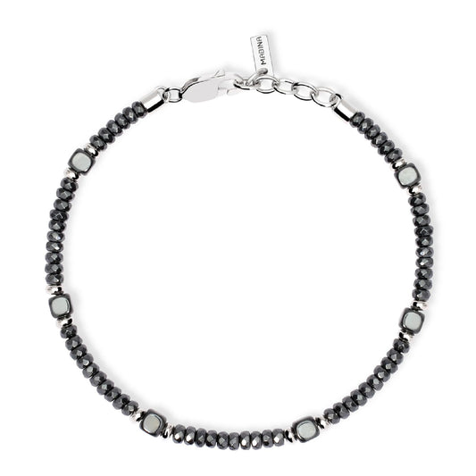 Bracciale uomo Mabina Route 66 in argento con ematite e rondelle