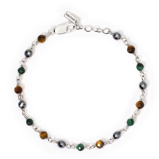 Bracciale uomo Mabina Giramondo argento con pietre preziose multicolor