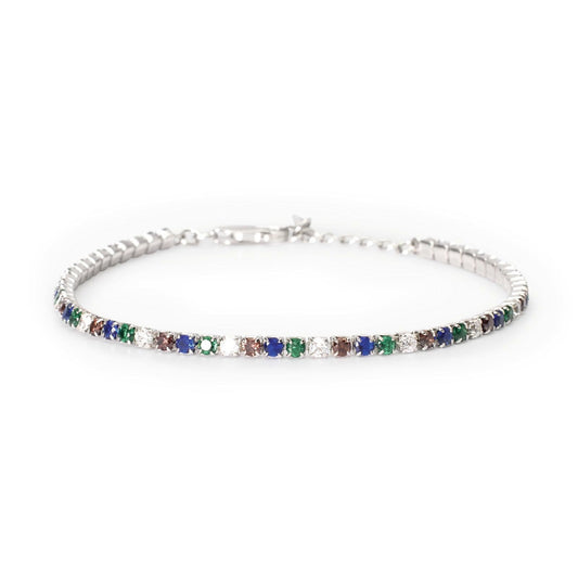 Bracciale uomo Mabina Uomo Mini Tennis in argento pietre multicolor 2,5 mm