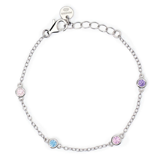 Bracciale bambina Mabina Junior Rainbow argento tormalina e zirconi multicolor