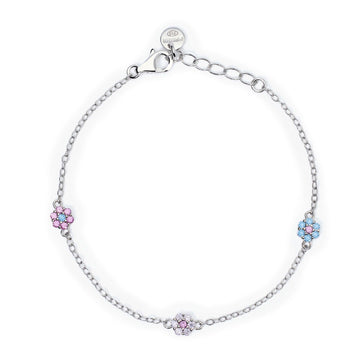 Bracciale bambina Mabina Fior Fiore in argento tormalina e zirconi multicolor