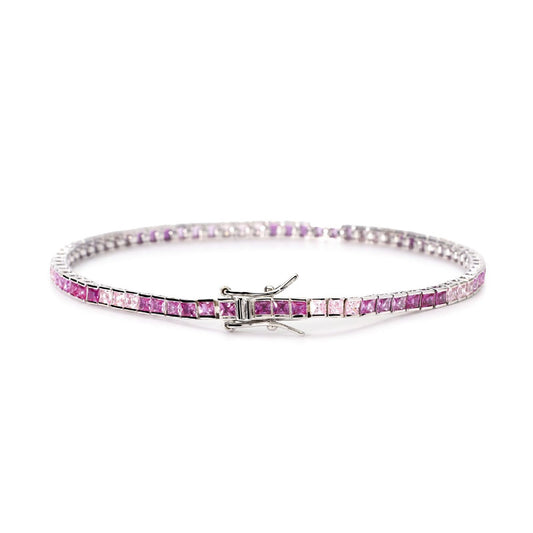 Bracciale donna Mabina Tennis Club in argento con tornalina e zirconi rosa 2x2mm