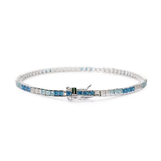 Bracciale donna Mabina Tennis Club in argento con zirconi blu 2x2mm