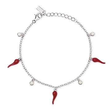 Bracciale donna Mabina Over the Luck in argento cornetti rossi e zirconi