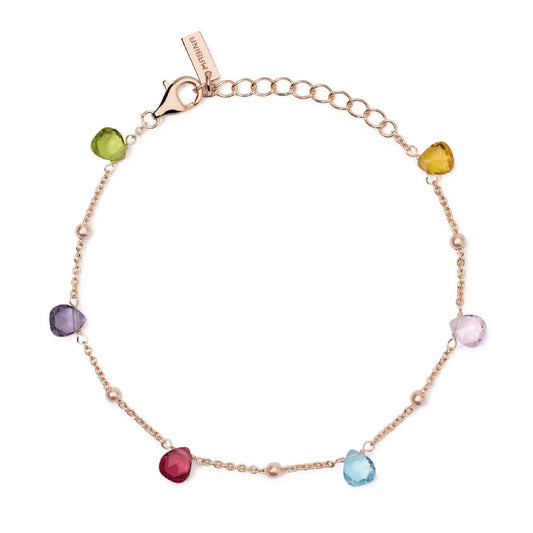 Bracciale donna Mabina Beauty Code in argento rosé con glass multicolor a goccia