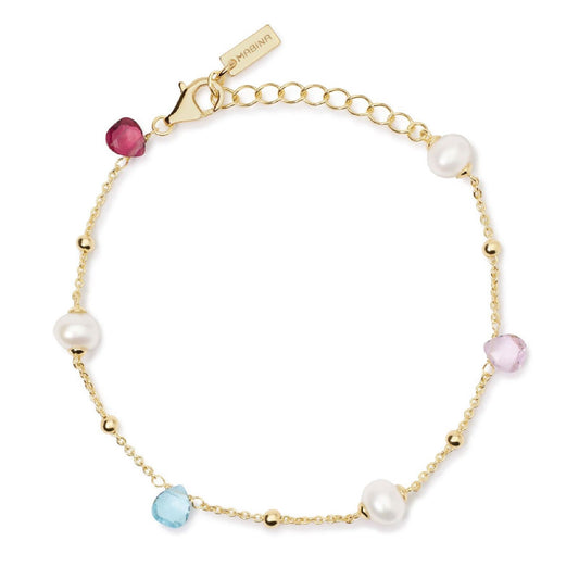 Bracciale donna Mabina Beauty Code in argento oro con glass multicolor e perle