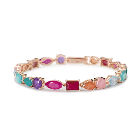 Bracciale tennis donna Mabina Santorini argento rosé glass multicolor e cristallo di rocca