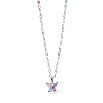 Collana bambina Mabina Junior Secret Garden argento farfalla tormalina zirconi smalto