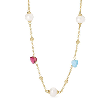 Collana donna Mabina Beauty Code argento dorato glass multicolor e perle