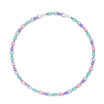 Collana tennis donna Mabina Santorini in argento glass multicolor e cristalli di rocca