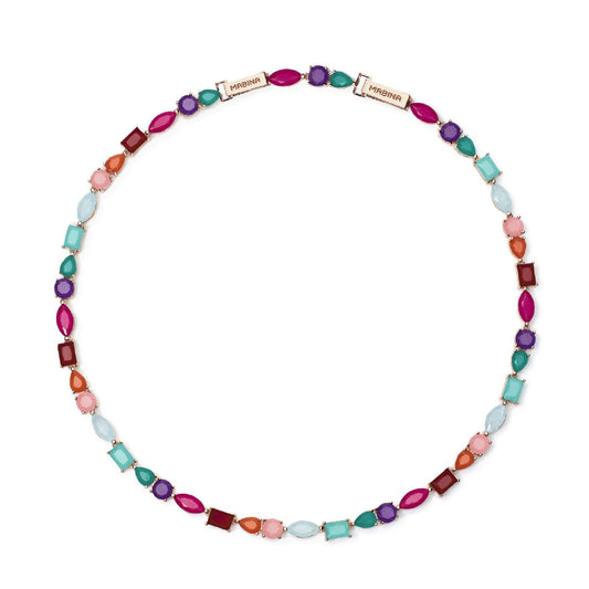 Collana tennis donna Mabina Santorini argento glass multicolor accesi cristalli di rocca