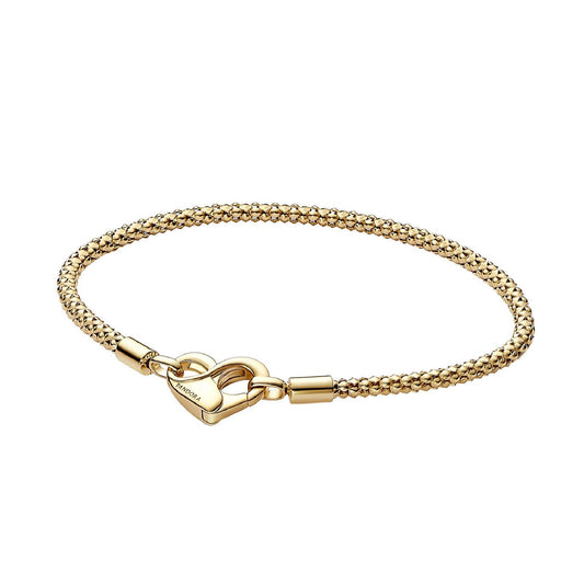 Bracciale da donna Pandora Moments Maglia Geometrica con Chiusura a Cuore color oro 562731C00-1