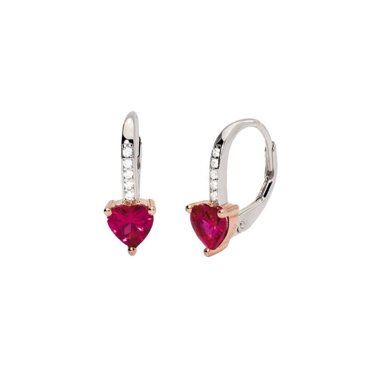 Orecchini monachella donna Mabina Rouge in argento 925 con rubino sintetico e zirconi