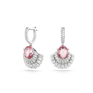 Orecchini donna Swarovski Idyllia argento e rosa con conchiglia di cristalli