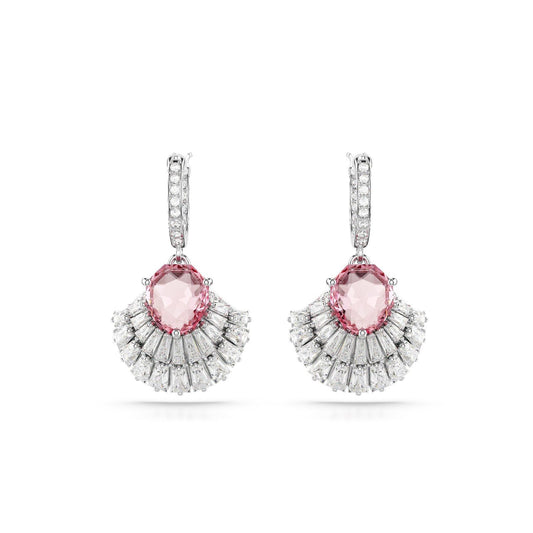 Orecchini donna Swarovski Idyllia argento e rosa con conchiglia di cristalli