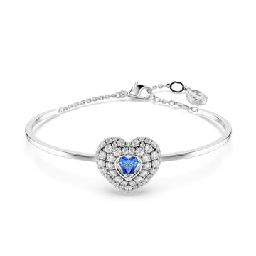 Bracciale donna Swarovski Hyperbola rodiato con cuore di cristalli bianchi e blu