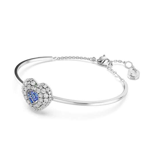 Bracciale donna Swarovski Hyperbola rodiato con cuore di cristalli bianchi e blu