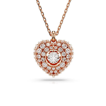 Collana donna Swarovski Hyperbola placcata rosé cuore di cristalli e piccole perle