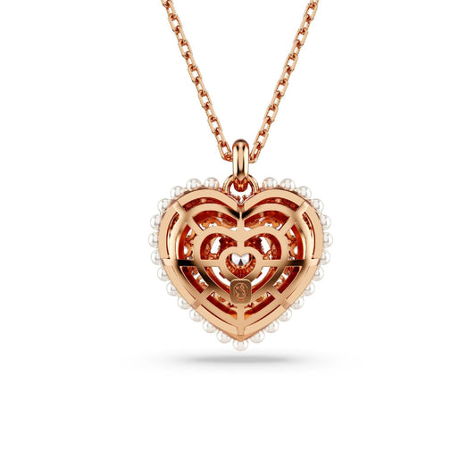 Collana donna Swarovski Hyperbola placcata rosé cuore di cristalli e piccole perle