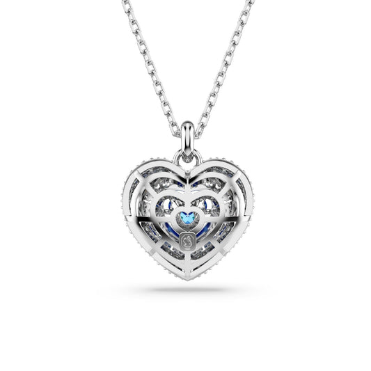 Collana donna Swarovski Hyperbola rodiato con cuore di cristalli bianchi e blu