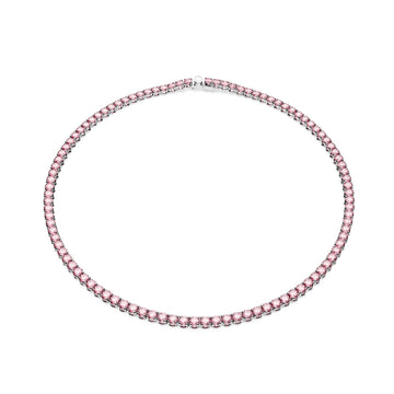 Collana donna Swarovski Matrix Tennis argentata cristalli rosa 0,3mm