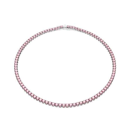 Collana donna Swarovski Matrix Tennis argentata cristalli rosa 0,3mm