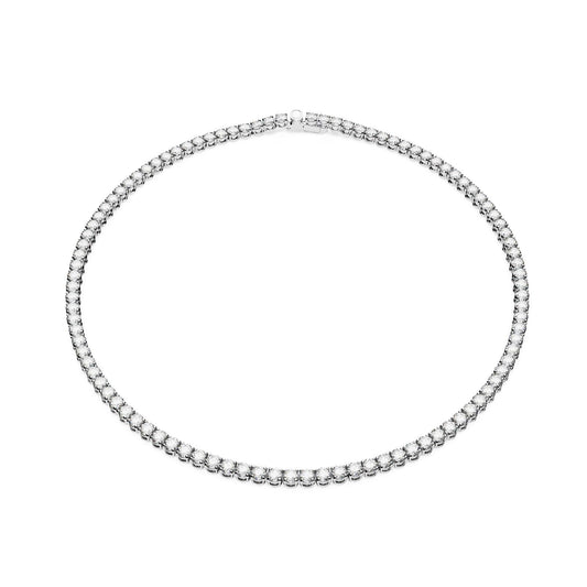 Collana donna 50cm Swarovski Matrix Tennis argentata cristalli 0,3mm