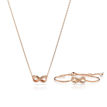 Set collana bracciale Swarovski Hyperbola rosé con infinito di cristalli