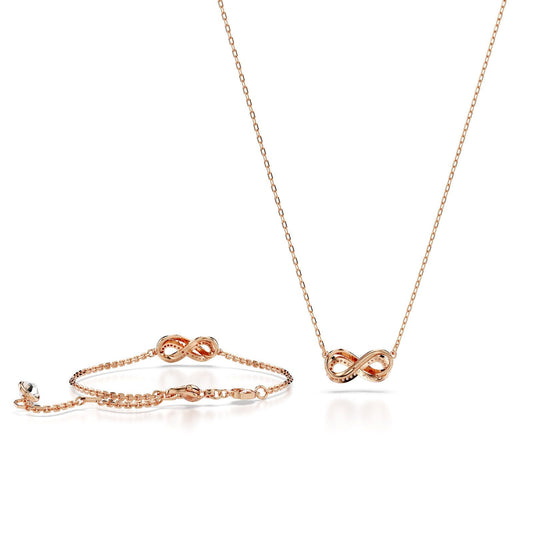 Set collana bracciale Swarovski Hyperbola rosé con infinito di cristalli