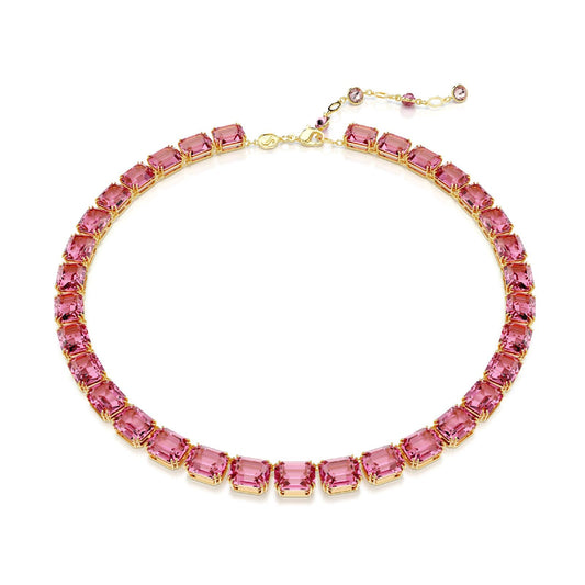 Collana tennis donna Swarovski Millenia placcati oro con cristalli rosa