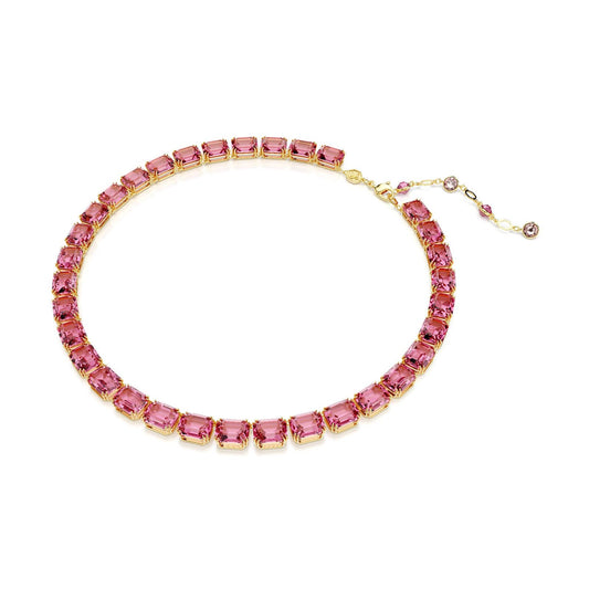 Collana tennis donna Swarovski Millenia placcati oro con cristalli rosa