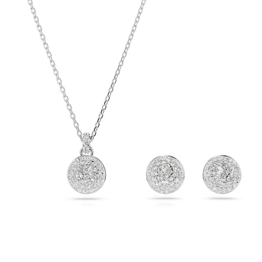 Set collana e orecchini donna Swarovski Meteora rodiati con pavé di cristalli