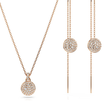 Set collana e orecchini pendenti donna Swarovski Meteora rosé con pavé di cristalli